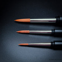 Side view of da Vinci Cosmotop-Spin synthetic watercolour brush tips in sizes 4, 6 and 10