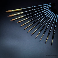 da Vinci Harbin Kolinsky watercolour round brushes with black handles and gold ferrules in multiple sizes