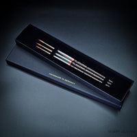 da Vinci Miniature Maestro Kolinsky sable brush set with three miniature round brushes in open box