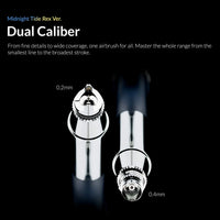 Gaahleri Aventus dual calibre airbrush showing 0.2mm and 0.4mm nozzle options