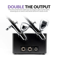 Gaahleri GTS-06 dual output ports with two airbrushes connected showing front panel connections