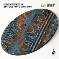 Single pre-painted 170mm oval Spaceship Corridor base showing massive spacecraft dock platform