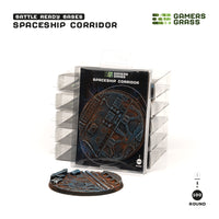 Gamers Grass packaging and massive 100mm Spaceship Corridor base displayed on white background