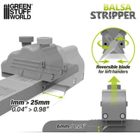 Adjustable balsa stripper with 1–25mm cutting width and reversible blade for left handed use