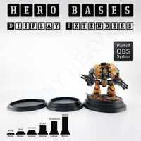 Hero Bases Ascend – display base extender for large centerpiece models like Warhammer 40k Dreadnought.