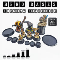 Hero Bases Display Extenders – set of wargaming display bases for miniatures, compatible with OBS system.