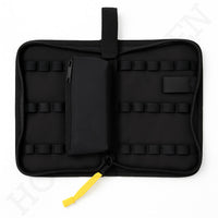 Interior of the Iwata Zipper Case IWCL-500-EMPTY shown empty with elastic straps and removable zip pouch.