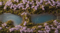 Gamers Grass Lavender Flowers tufts applied to a diorama with water and vegetation