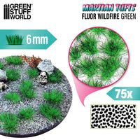 Green Stuff World Martian Fluor Tufts 6 mm – Neon Alien Grass Range (Choose Colour) – 75 Self-Adhesive Tufts