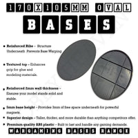 Oval wargaming base 170x105 mm with reinforced ribs and magnet space