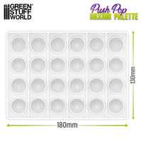 Green Stuff World Push Pop Mixing Palette dimensions 130x180mm with 24 paint wells