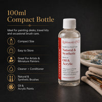 Rosemary & Co 100ml brush cleaner compact bottle, ideal for painting desks, travel kits and occasional brush care