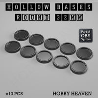 Hollow Bases Range - Wargaming 3d Printed Bases (OBS System)
