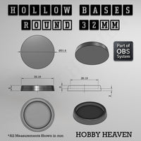 Hollow Bases Range - Wargaming 3d Printed Bases (OBS System)