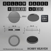 Hollow Bases Range - Wargaming 3d Printed Bases (OBS System)