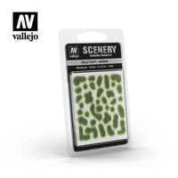 Vallejo Diorama Scenery WildTuft Green Medium 4mm SC406 pack, showcasing realistic miniature grass tufts for model scenery