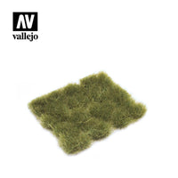 Close-up of Vallejo SC424 Wild Tuft Dry Green 12mm, displaying detailed texture and natural dry appearance of miniature grass