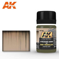 AK067 Streaking Grime for DAK Vehicles bottle, designed for creating natural dirt streaks on sand-colored models.