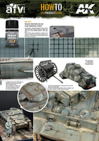 Applying AK070 Wash for Panzer Grey to a WWII German tank model for enhanced panel details and realism.