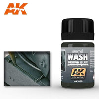 AK070 Wash for Panzer Grey enamel bottle, ideal for adding depth and contrast to grey military models.