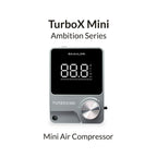 Gaahleri TurboX Mini Ambition Series compact airbrush compressor front view with digital display and rotary dial