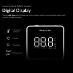 Gaahleri TurboX Mini digital display close-up showing temperature indicator and switchable Celsius Fahrenheit Bar PSI readout modes