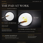 Graphic: brush worked across the silicone pad in the lid, yellow paint released onto the white texture