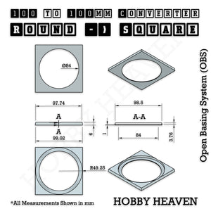 Round to Square Bases Shape and Size Converters 3d Print Full Range