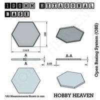 Hexagonal Bases 10mm to 200mm 3d Print Full Range Tabletop Games
