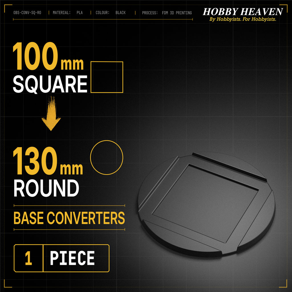 Square to Round Base Converters 3D Print Full Range