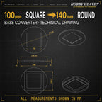 Square to Round Base Converters 3D Print Full Range
