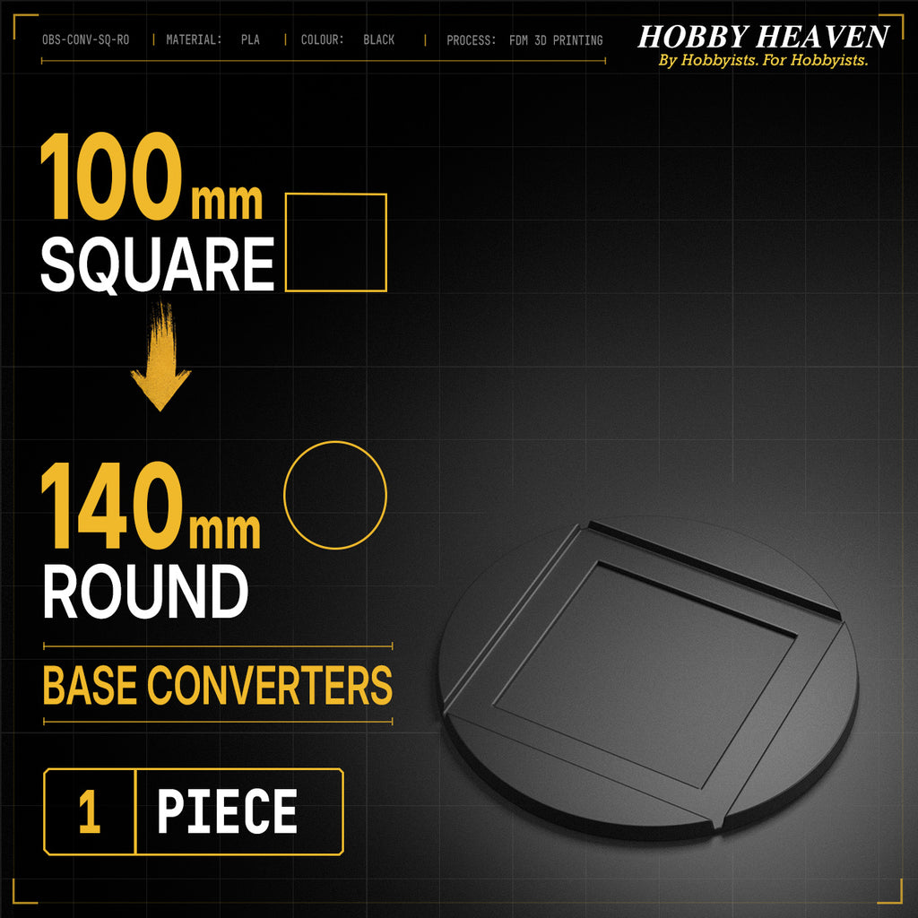 Square to Round Base Converters 3D Print Full Range
