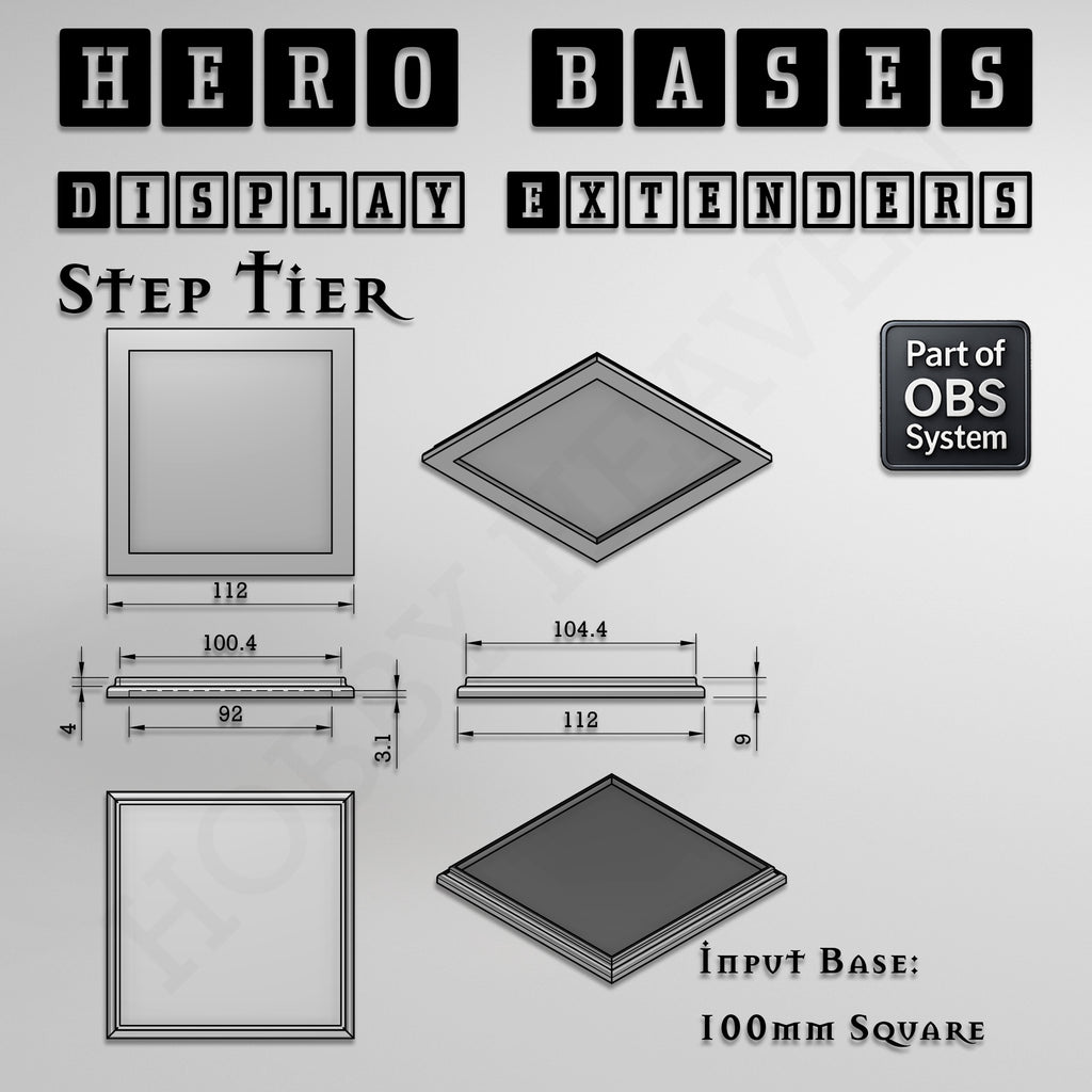 Hero Bases Display Extenders | Squares and Rectangles | Convert Gaming Bases to Display Bases & Plinths
