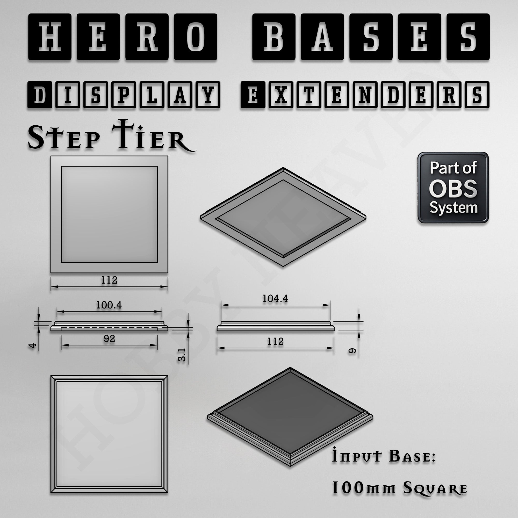 Hero Bases Display Extenders | Squares and Rectangles | Convert Gaming Bases to Display Bases & Plinths