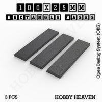 Rectangle Bases Range Sizes - 75x30mm to 125x40mm Medium Sizes 3d Print Full Range Tabletop Games
