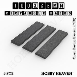 Rectangle Bases Range Sizes - 75x30mm to 125x40mm Medium Sizes 3d Print Full Range Tabletop Games