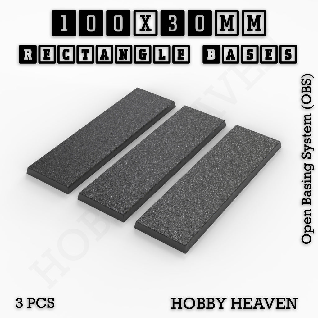 Rectangle Bases Range Sizes - 75x30mm to 125x40mm Medium Sizes 3d Print Full Range Tabletop Games