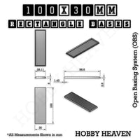 Rectangle Bases Range Sizes - 75x30mm to 125x40mm Medium Sizes 3d Print Full Range Tabletop Games
