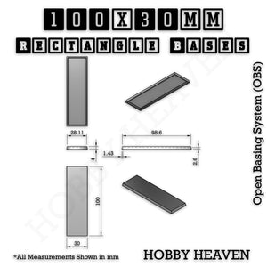 Rectangle Bases Range Sizes - 75x30mm to 125x40mm Medium Sizes 3d Print Full Range Tabletop Games