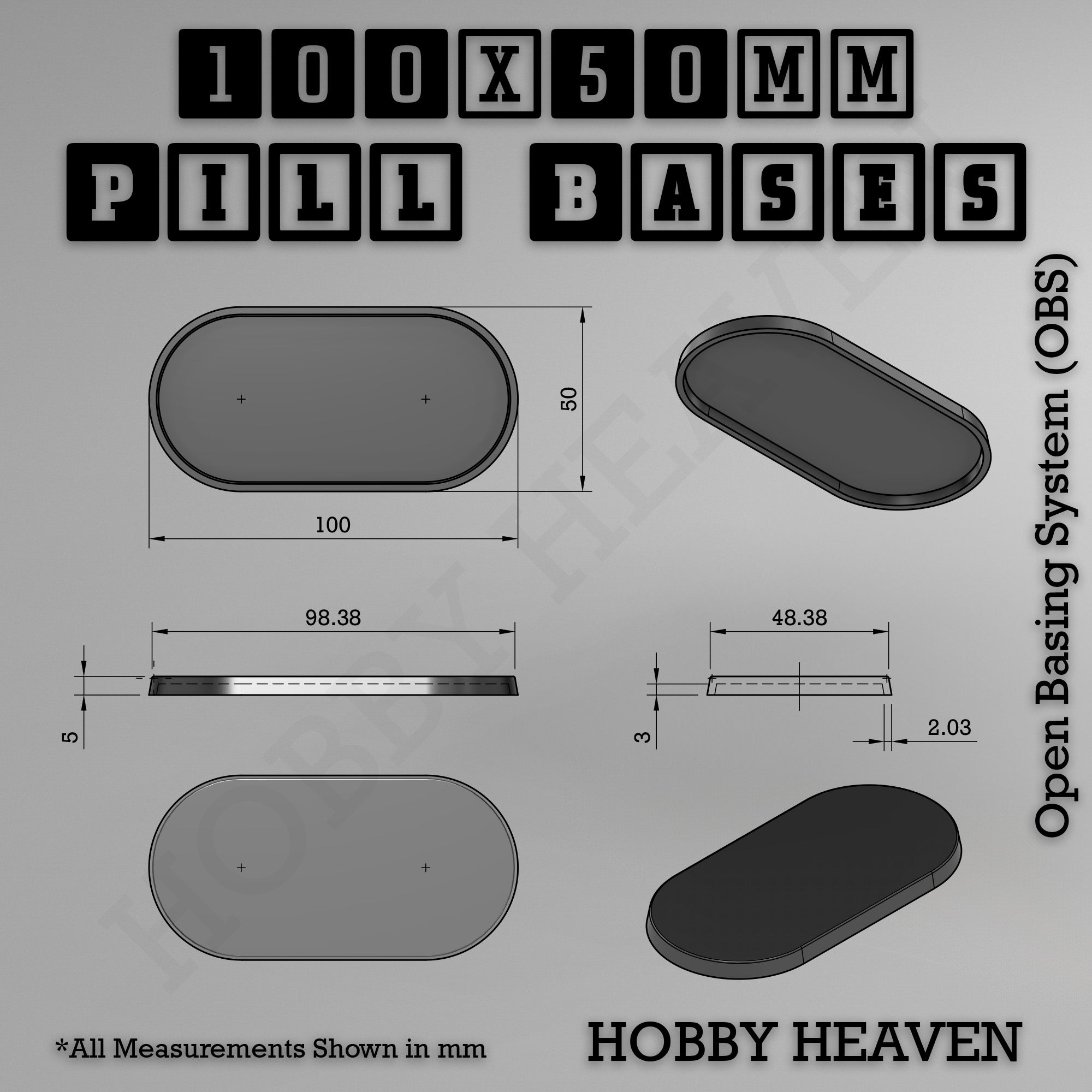 Pill Bases Range - 3d Print Full Range Tabletop Games