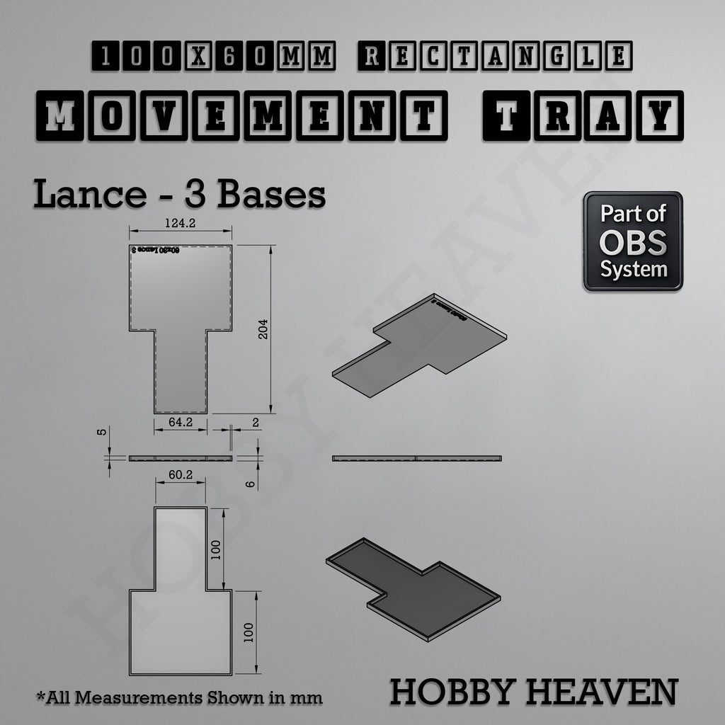 Rectangle Movement Trays | Cavalry & Monsters | 50×25-100×60mm | OBS System