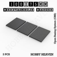Rectangle Bases Range Sizes - 75x30mm to 125x40mm Medium Sizes 3d Print Full Range Tabletop Games

