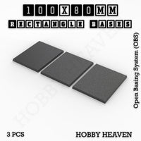 Rectangle Bases Range Sizes - 75x30mm to 125x40mm Medium Sizes 3d Print Full Range Tabletop Games
