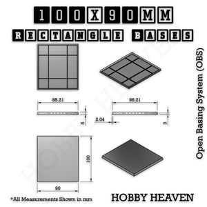 Rectangle Bases Range Sizes - 75x30mm to 125x40mm Medium Sizes 3d Print Full Range Tabletop Games