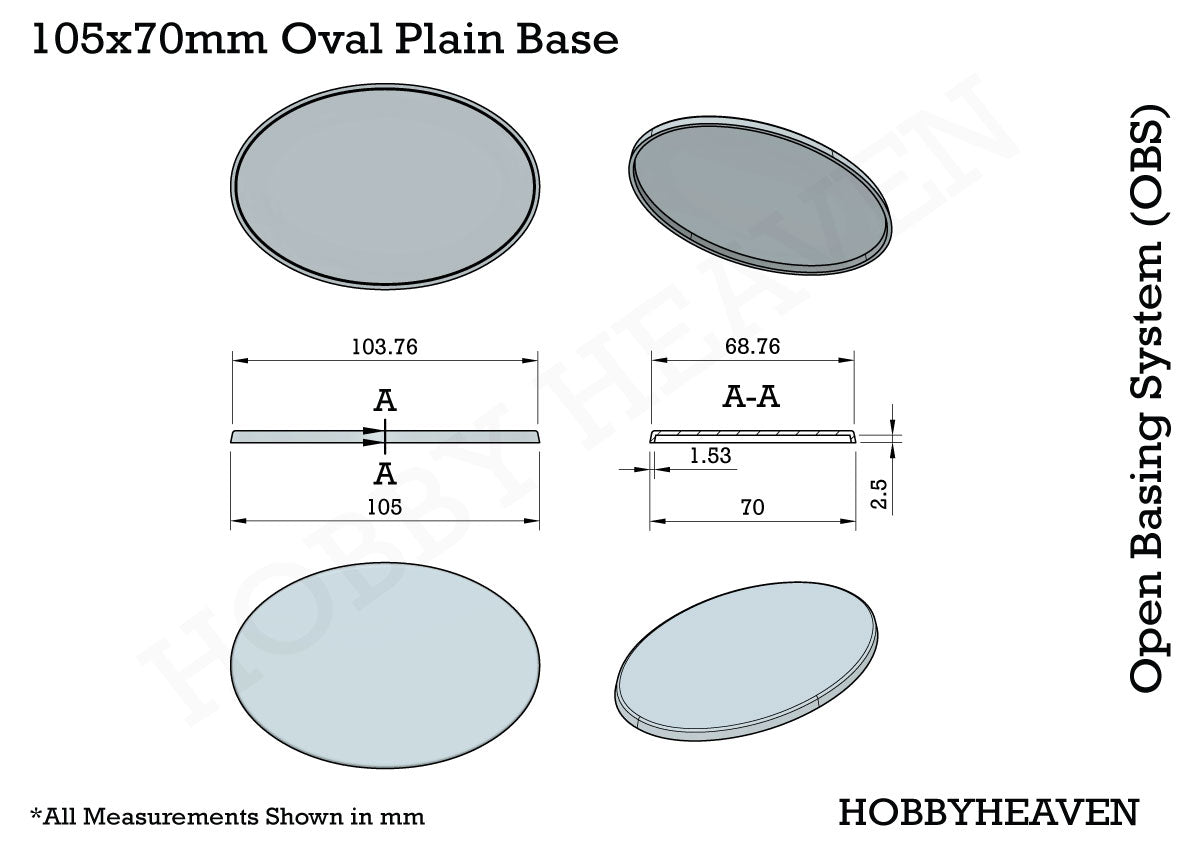 105x70mm Oval Plain Plastic Base - Hobby HeavenBAS/OVA/10570/1BAS/OVA/10570/1