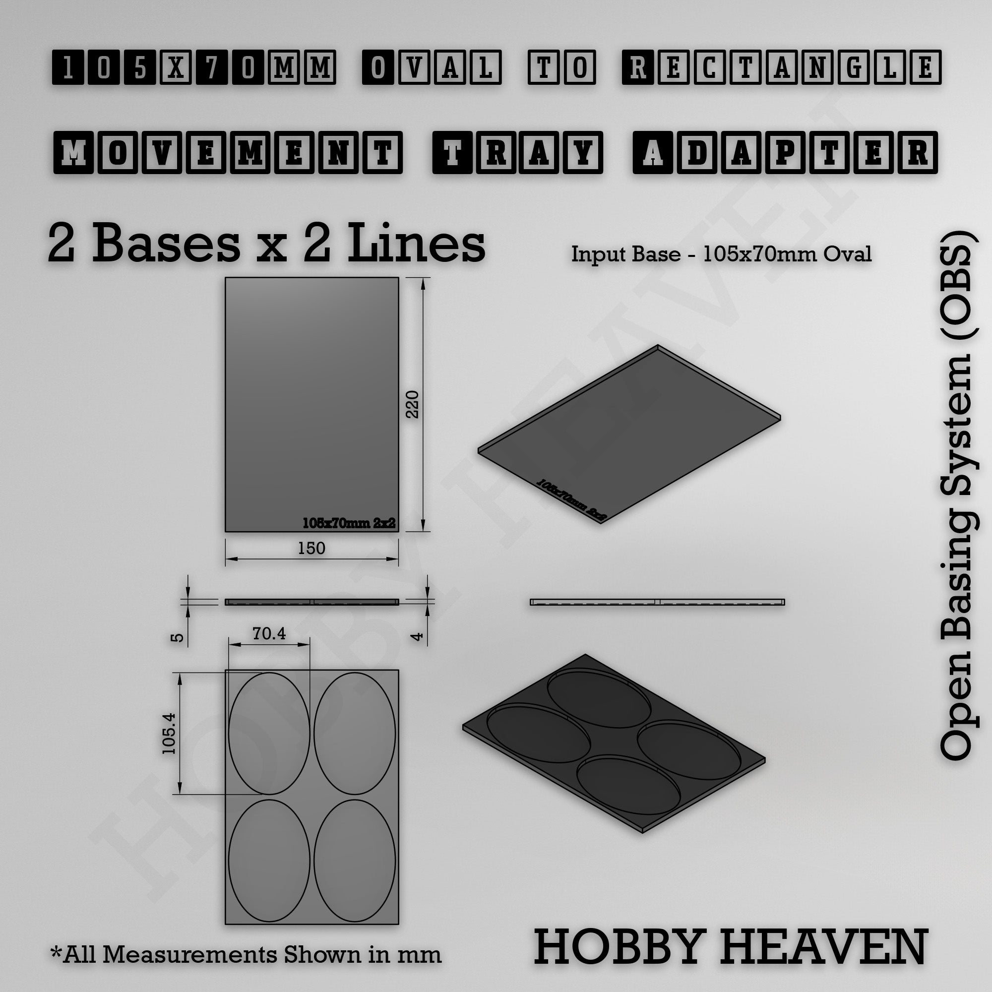 Oval to Rectangle Movement Tray Adapters