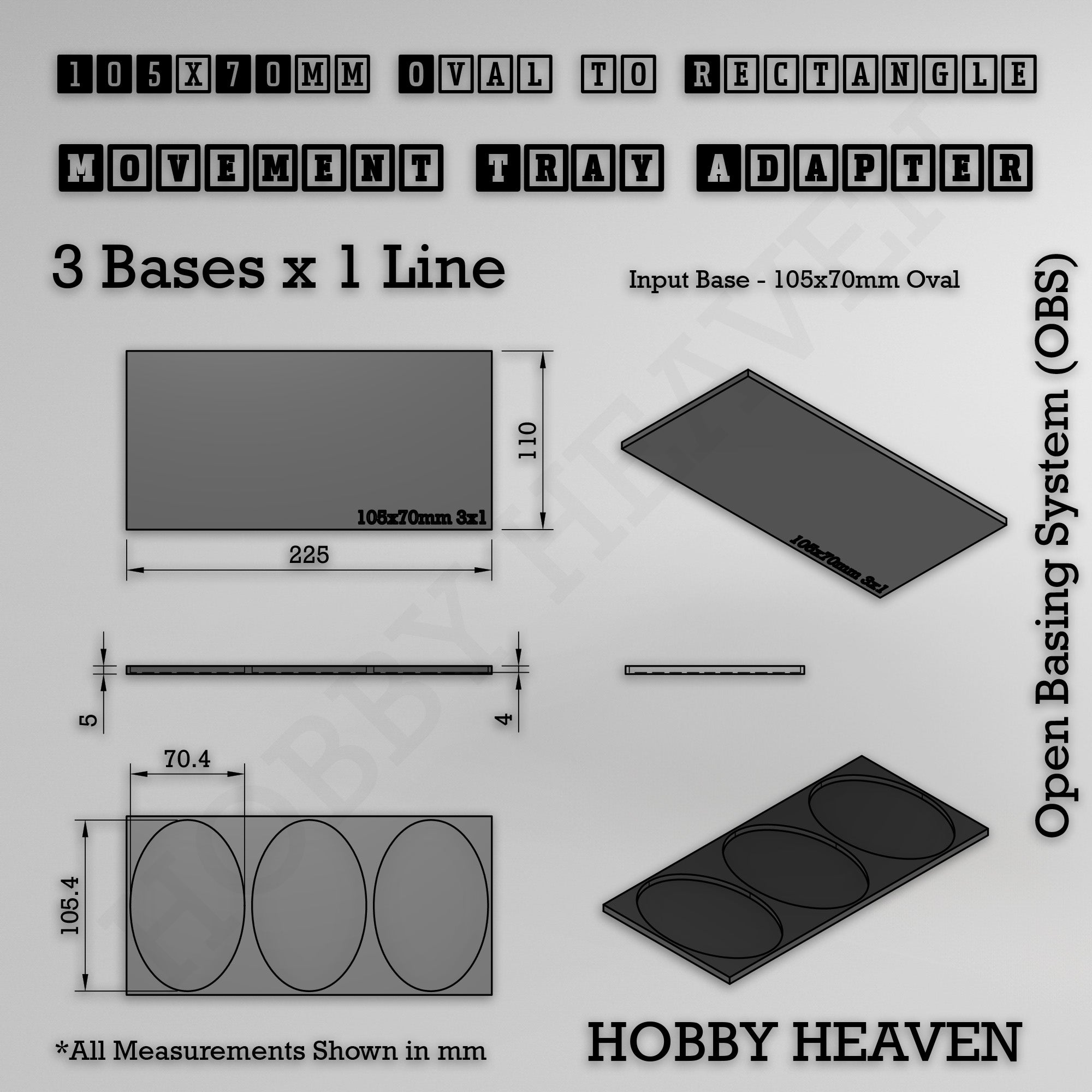 Oval to Rectangle Movement Tray Adapters