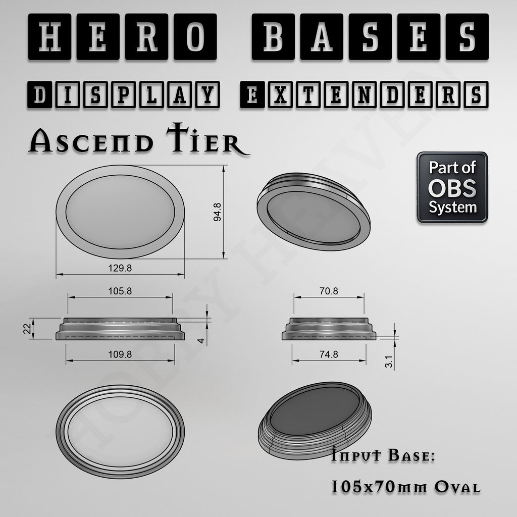 Hero Bases Display Extenders | Round and Ovals | Convert Gaming Bases to Display Bases & Plinths