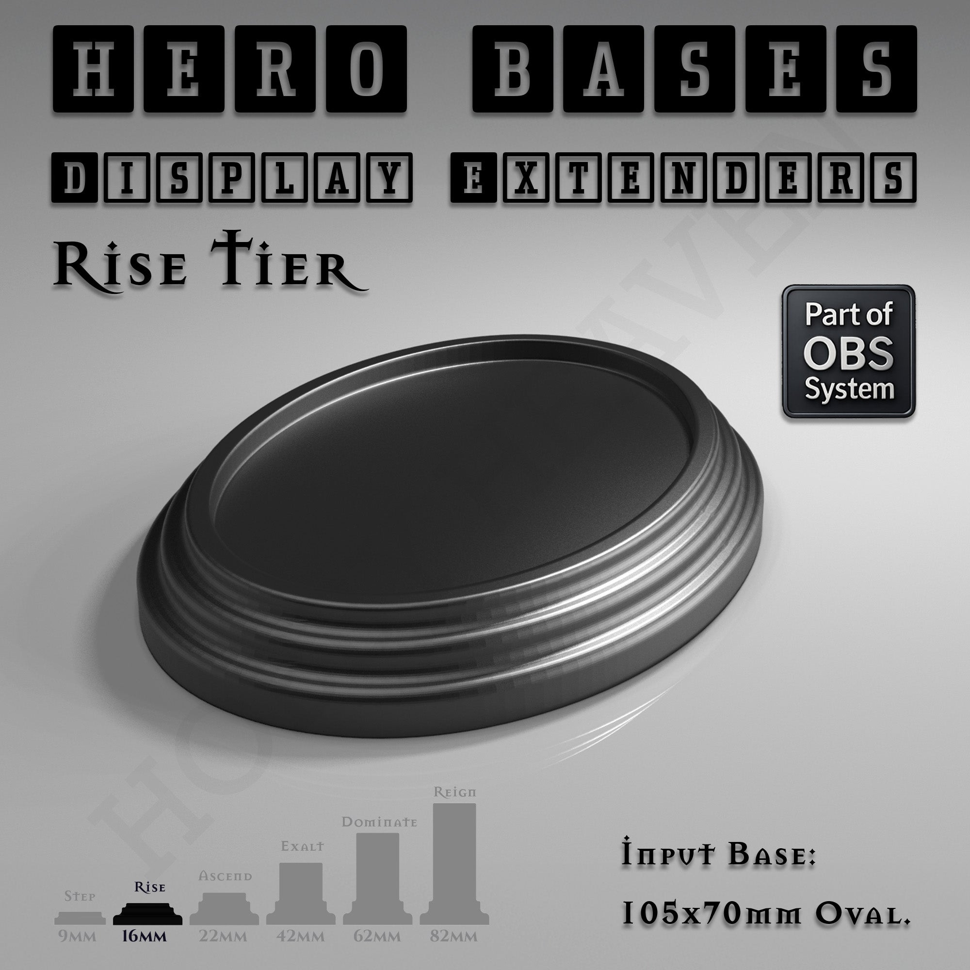 Hero Bases Display Extenders | Round and Ovals | Convert Gaming Bases to Display Bases & Plinths