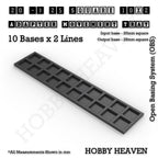 CGI render of the 20 to 25 mm square adapter, 10 × 2 formation, with 20 seats for 20 mm square bases.